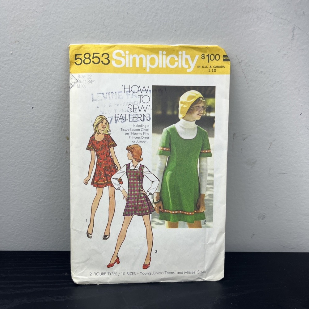 Vintage Simplicity 5853 Princess Dress Jumper Sewing Pattern Size ___ 1973